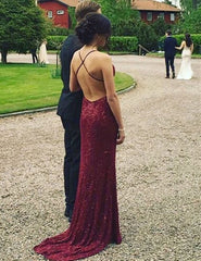 V-neck Prom Dresses,Backless Burgundy Prom Dress,Sequin Prom Dresses,Charming Prom Dress,Cheap Prom Dresses,PD00175