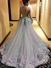 gorgeous prom dress,long gray Prom Dress,charming evening gown,A-line prom gown,BD1011