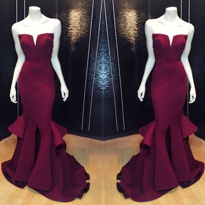 Burgundy prom Dress,Mermaid Prom Dresses,Formal prom Dress,Evening dress,BD061