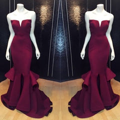 Burgundy prom Dress,Mermaid Prom Dresses,Formal prom Dress,Evening dress,BD061