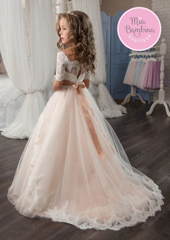 Long Wedding Flower Girl Dresses, Cute Little Girl Dresses, FD008