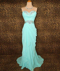 Blue Beads Long Prom Dresses, Blue Evening Dresses,PD4558968