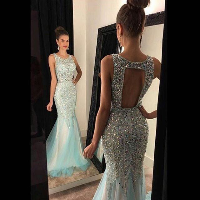 Charming prom Dress,Beading Prom Dresses,Mermaid prom Dress,Backless prom dress,Evening dress,BD066