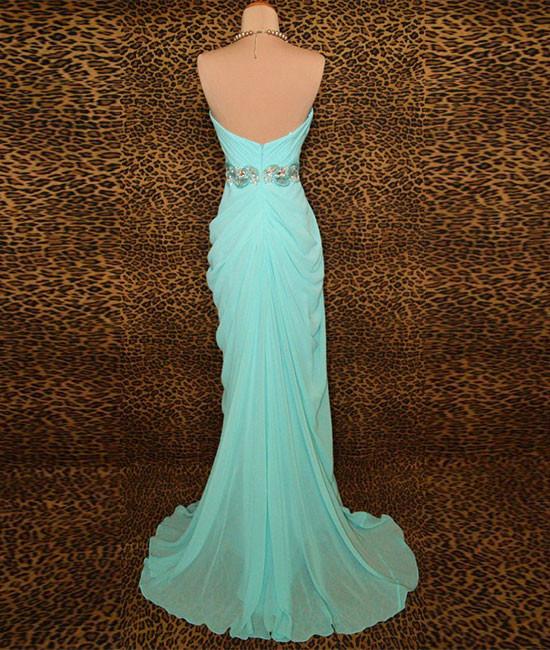 Blue Beads Long Prom Dresses, Blue Evening Dresses,PD4558968