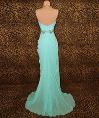 Blue Beads Long Prom Dresses, Blue Evening Dresses,PD4558968