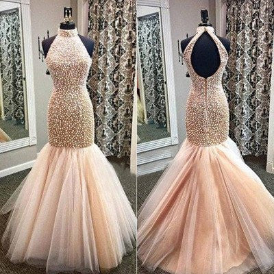 Mermaid Prom Dresses,Long Prom Dress,High Neck Prom Dresses,Cheap Prom Dress,Back Hollow Prom Dresses,PD00121