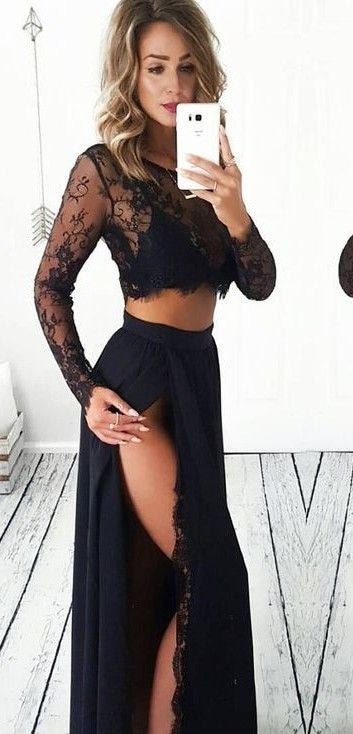 Two Pieces Prom Dresses,Sexy Prom Dress,Long Sleeve Prom Dresses,New Arrival Prom Dress,Cheap Prom Dress,PD0097