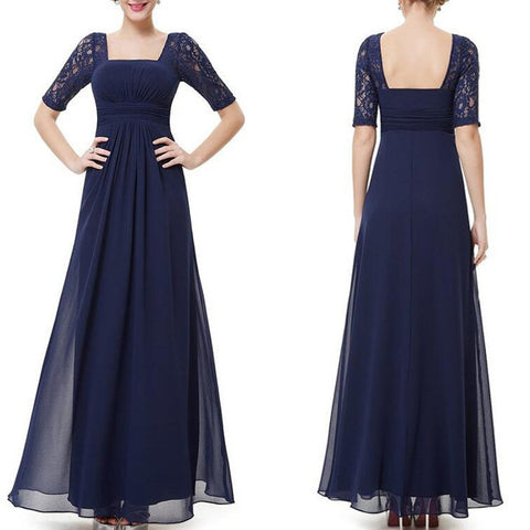 navy prom Dress,sleeves Prom Dress,formal prom dress, lace prom dress,evening dress,BD606