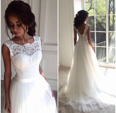 A-line Wedding Dress,High Waist Wedding Dress,V Back wedding Dress,Gorgeous Wedding Dress,Fashion Wedding Dress,PD0074