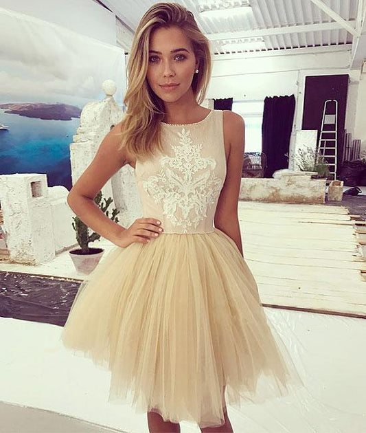 Lace Tulle Short Prom Dresses,Homecoming Dresses,PD4558947