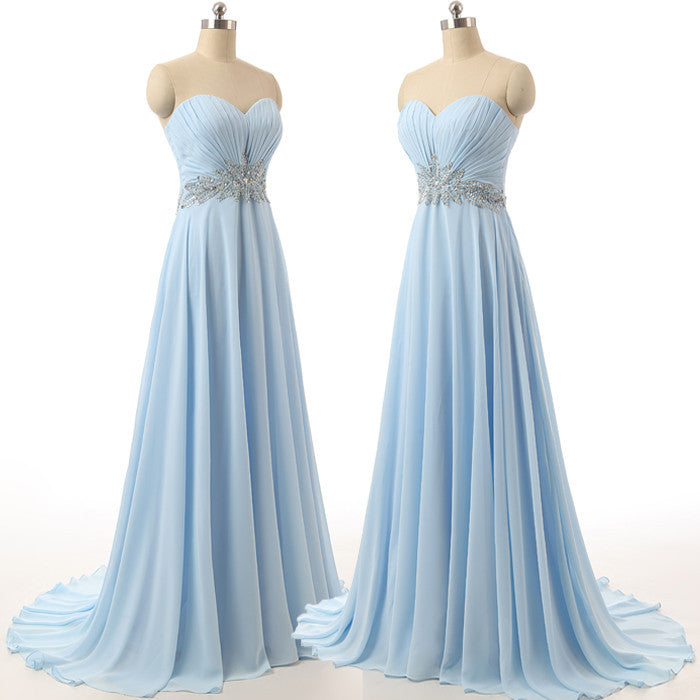 long prom dress,chiffon Prom Dress,sweetheart prom dress,blue prom dress,party prom dress,BD1282