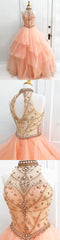 Ball Gown Halter High Neck Beaded Bodice Organza Quinceanera Dresses,BD455855