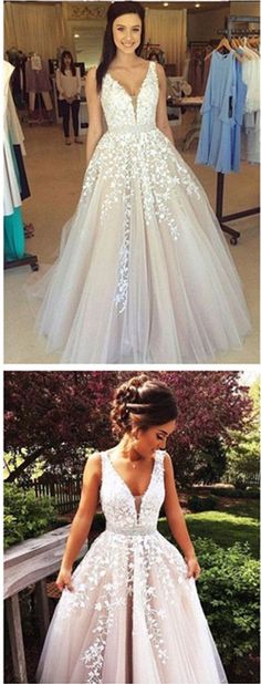 A-line V Neck Long Sexy Prom Dress,Ball Gowns Wedding Dresses,PD455883