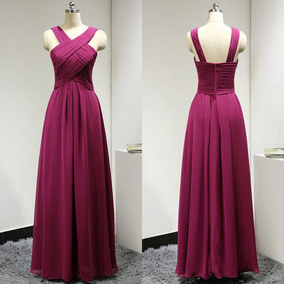 fuchsia bridesmaid dress,long bridesmaid dress,chiffon bridesmaid dress,cheap bridesmaid dress,BD624