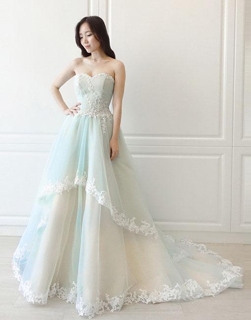 Unique tulle lace long prom dress, evening dress BD98007