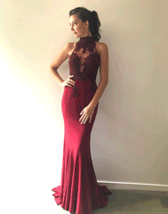 lace long prom dresses, mermaid evening dresses,PD790015