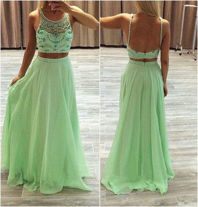 Green Prom Dresses,Two pieces Prom Dresses,Long Prom Dress,Charming Prom Dress,Party Dress,BD141