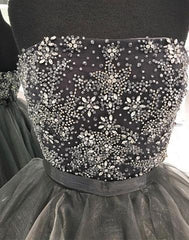 Gray tulle beads long prom dress, gray evening dress BD98001