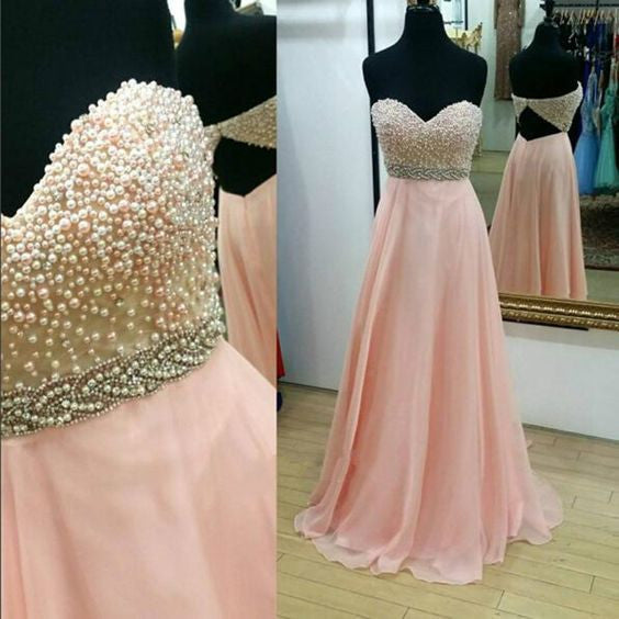 pink prom dress,sweetheart prom dress,long prom dress,beaded evening dress,BD2611