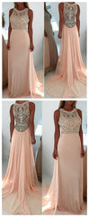 Blush pink prom dresses, long prom dresses, see through prom dresses, prom dresses cheap, sexy prom dresses, rhinestone prom dresses,PD45470