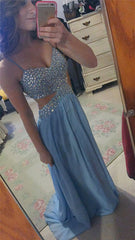 blue Prom Dresses,long prom dress,open back prom Dress,charming prom dress,sexy prom dress,BD2975