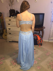 blue Prom Dresses,long prom dress,open back prom Dress,charming prom dress,sexy prom dress,BD2975