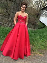 red Prom Dresses,long prom dress,A-line prom Dress,satin prom dress,charming prom gown,BD2979