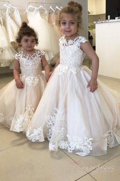 Cute Flower Girl Dresses, Cheap Long Little Girl Dresses, Girl's Birthday Party Dresses, FD010