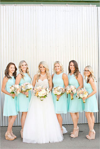 mint bridesmaid dress,short bridesmaid dress,o neck bridesmaid dress,cheap bridesmaid dress,BD1651