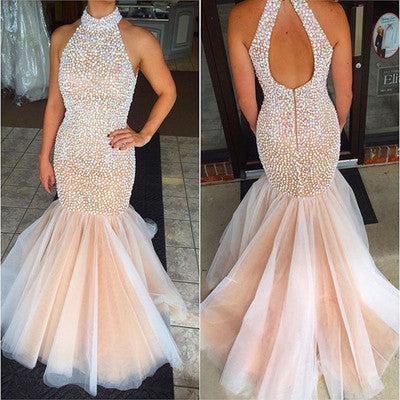 Mermaid Prom Dresses,Long Prom Dress,High Neck Prom Dresses,Cheap Prom Dress,Back Hollow Prom Dresses,PD00121