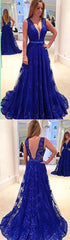 Royal Blue Prom Dresses,Backless Prom Dress,Long Prom Dresses,Deep V-neck Prom Dress,Cheap Prom Dresses,PD00152