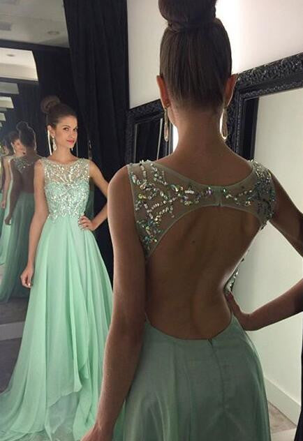 Mint green Prom Dress, Charming Prom Dress, Chiffon Prom Dress,Evening Dress,BD109