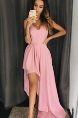 anomalous skirt pink v-neck simple long prom dress,HO152