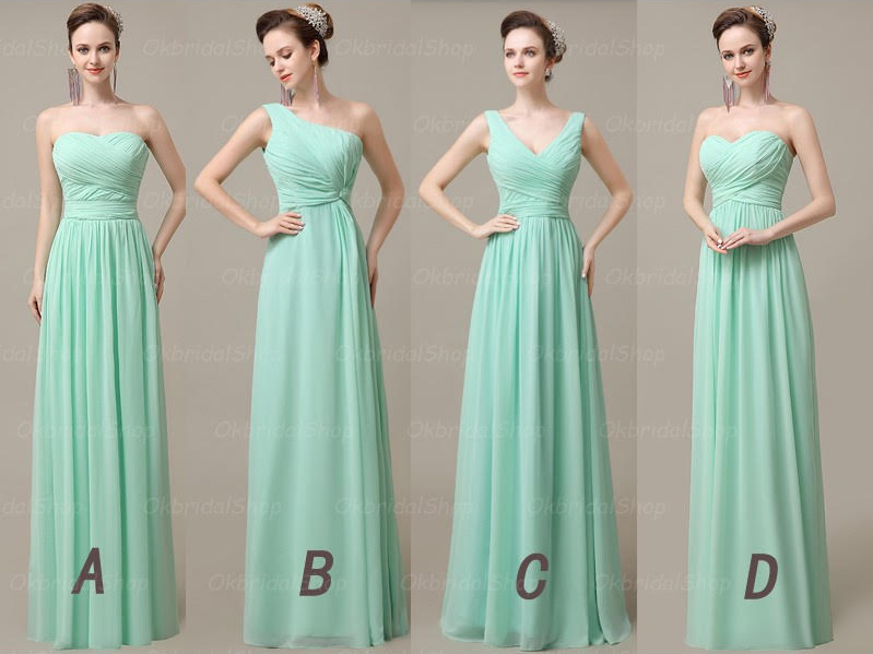 mint bridesmaid dress,long bridesmaid dress,mismatched bridesmaid dress,chiffon bridesmaid dress,BD1963