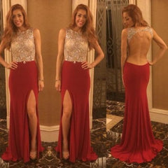 Leg slit Prom Dresses,Back hollow Prom Dress,Sexy Prom Dresses,Mermaid Prom Dress,Cheap Prom Dresses,PD00167