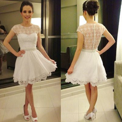 short Homecoming dress,white prom Dress,cute Prom Dresses,party dress for girls,BD612