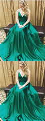 Green PromD resses,V-neck,Spaghetti,Long,Elegant,Simple,Cheap,A-line,Charming,Handmade,Prom Dresses,BD25923