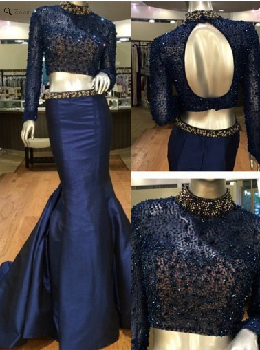 2 Pieces Prom Dresses,Prom Dress,high neck prom Prom,Fashion Prom Dress,Open back Prom Dress,BD1100