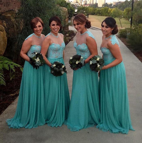 blue bridesmaid dress,long bridesmaid dress,o neck bridesmaid dress,BD1614