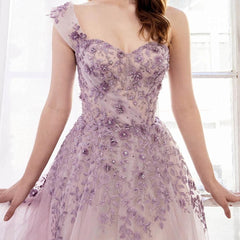 One Shoulder Tulle Sleeveless Long Prom Dresses Lace Appliques Beaded Formal Girl Party Gown,BD22043