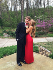 red prom dress,long prom dress,chiffon prom dress,cheap prom dress,backless evening dress,BD2622