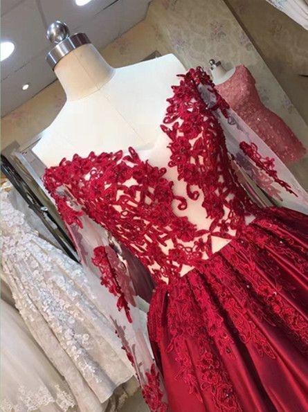 Red Prom Dresses, Off-the-shoulder Long Prom Dress,PD4558717