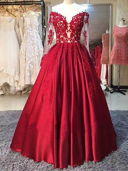 Red Prom Dresses, Off-the-shoulder Long Prom Dress,PD4558717