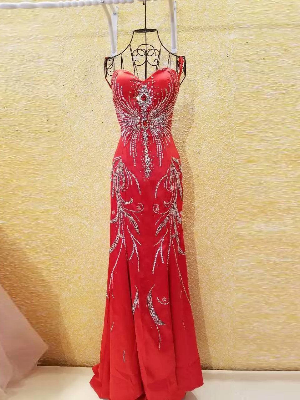 Red Chic Prom Dresses Sheath Column Short Train Prom Dresses,PD4558989