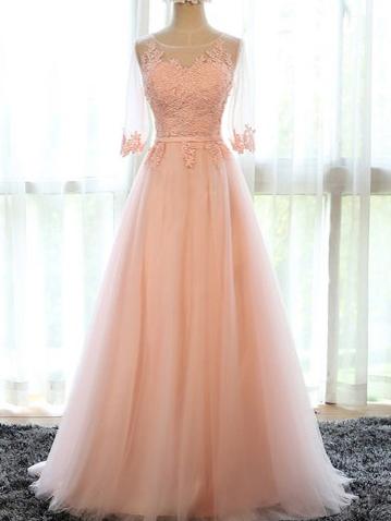 Beautiful Prom Dresses Pink Tulle Long Prom Dresses,PD4558937