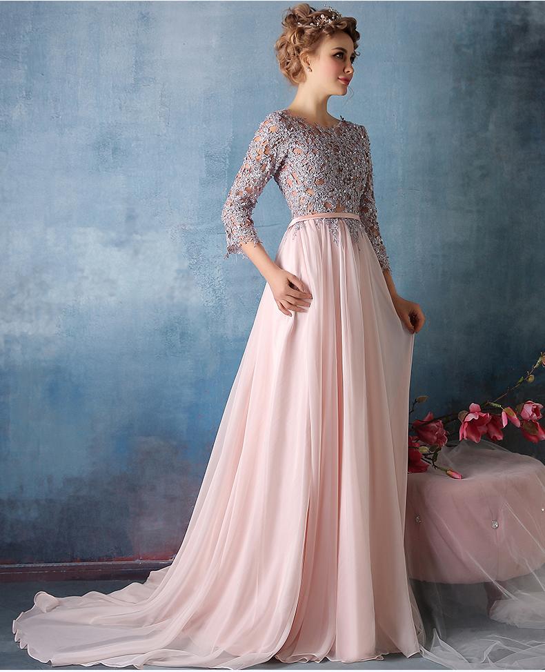 Long Cute Prom Dresses Scoop Chiffon Prom Dresses,PD4558984