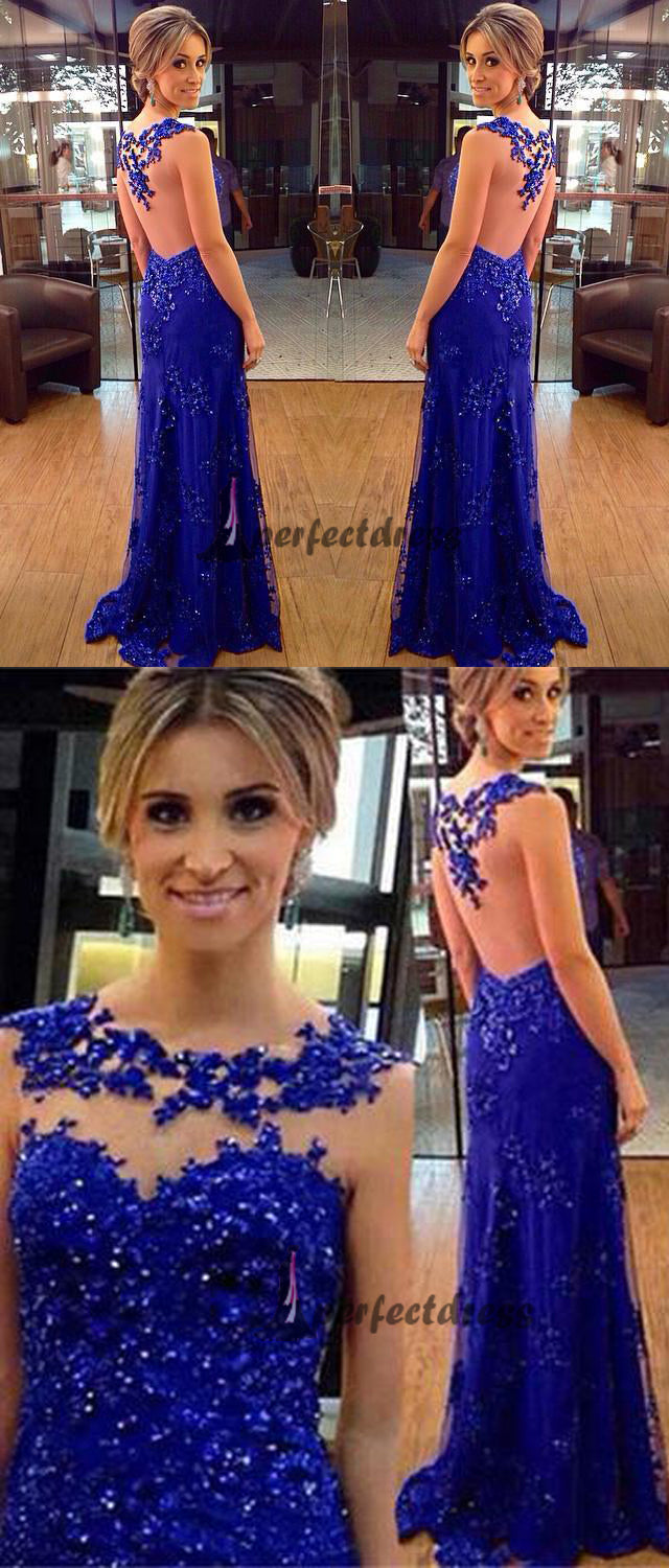 Blue Prom Dresses ,Column Long Prom Dress,Evening Dresses,PD4558934