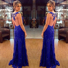 Blue Prom Dresses ,Column Long Prom Dress,Evening Dresses,PD4558934