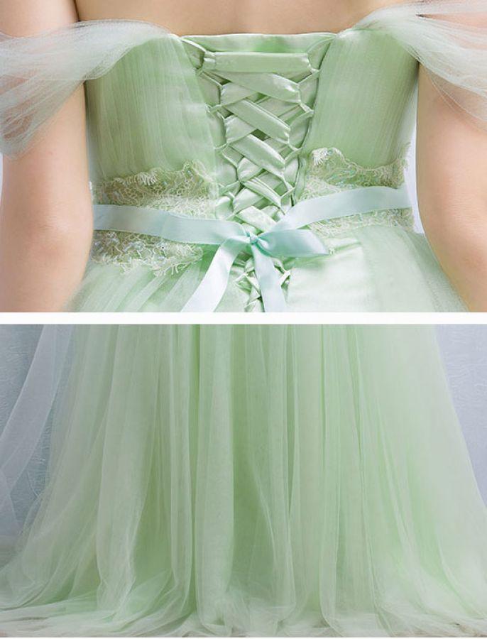 Green Prom Dress Off-the-shoulder Floor-length Chic Prom Dress,PD4558930