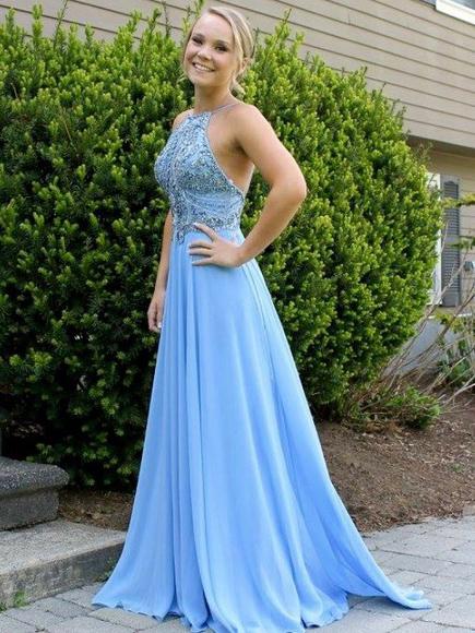 Sexy Long Prom Dresses Halter Floor-length Sequins Prom Dresses,PD4558929